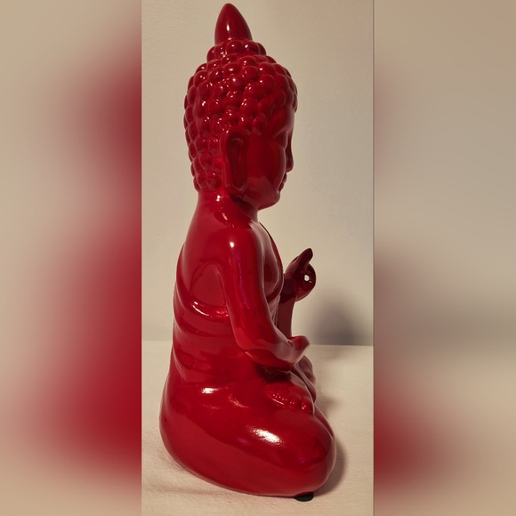 Beautiful decorative Statue in red ceramic of Shakyamuni Buddha in meditation - Picture 8 of 12